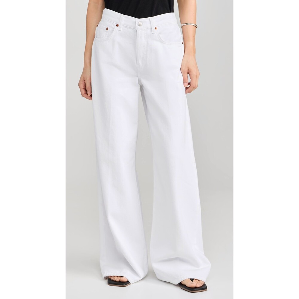REDONE NWT Mid Rise Palazzo Super Wide Leg Jeans in White Size 31